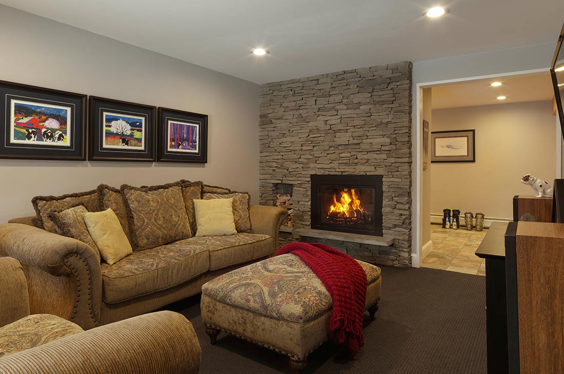 living room area with fireplace