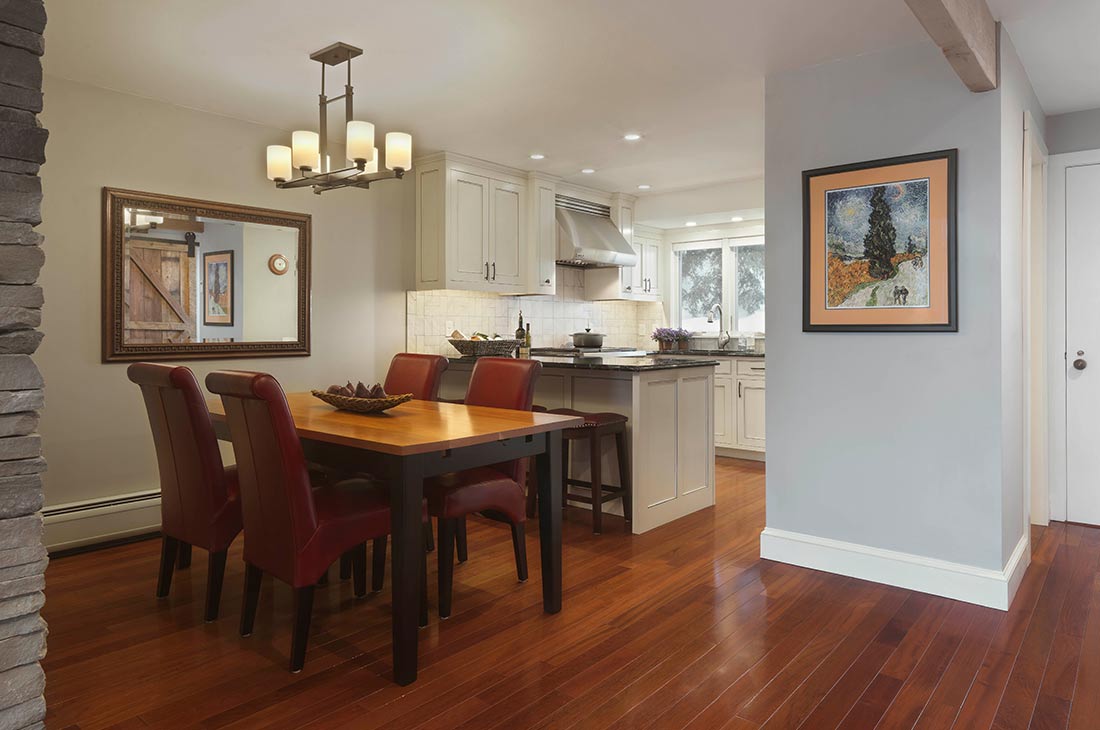 open kitchen and dining room