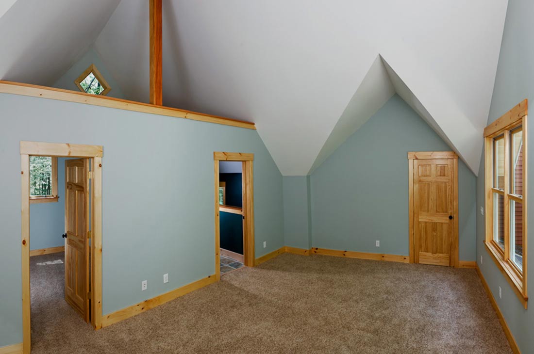 master bedroom with high ceilings