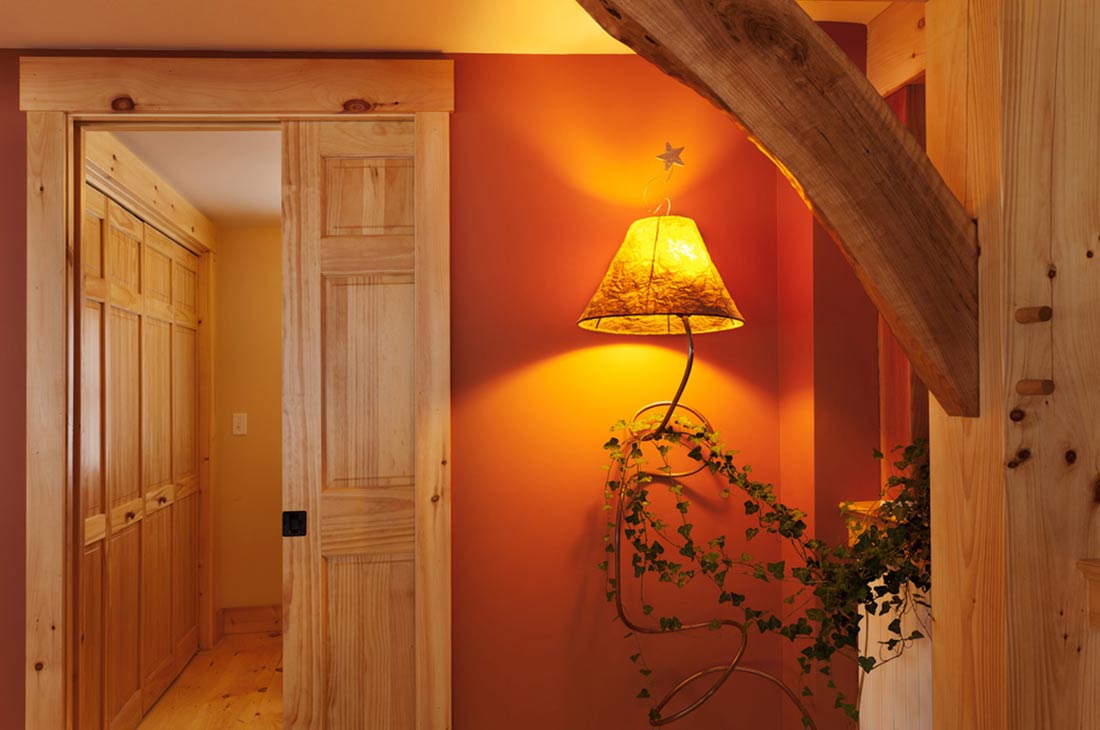 wooden details and pocket door