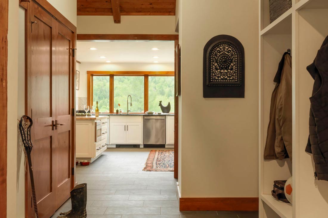 mudroom area with built in organizer