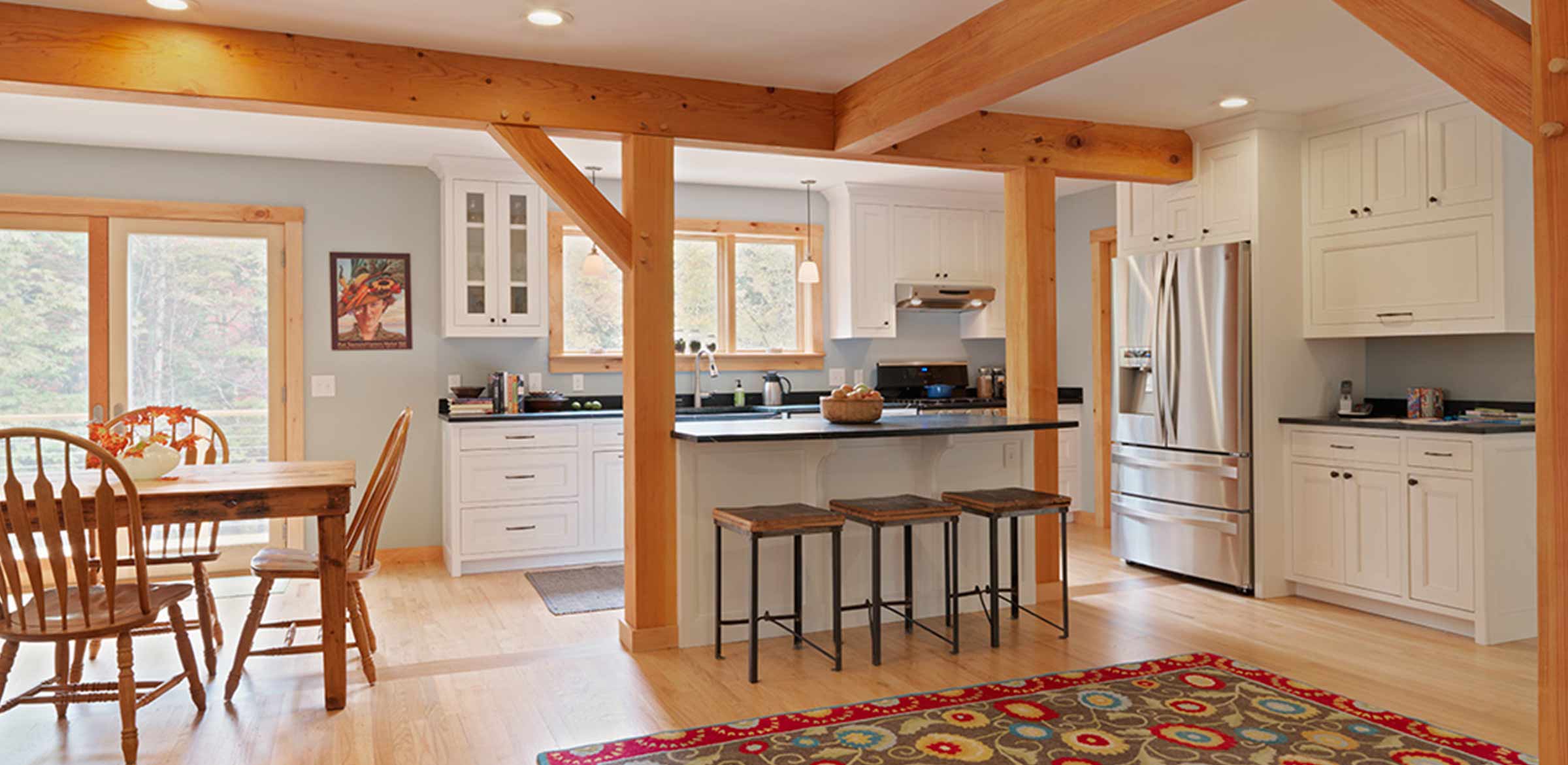 timber frame open kitchen