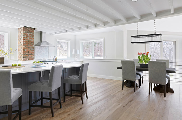 bright open kitchen and dining area