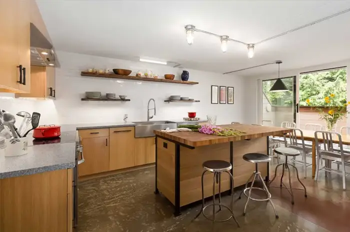 timber frame kitchen and dining room