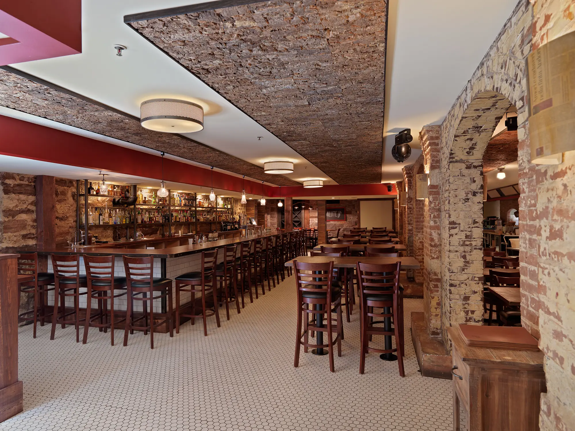 large dining room and long bar