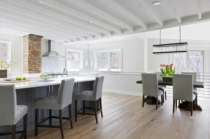 bright open kitchen and dining area