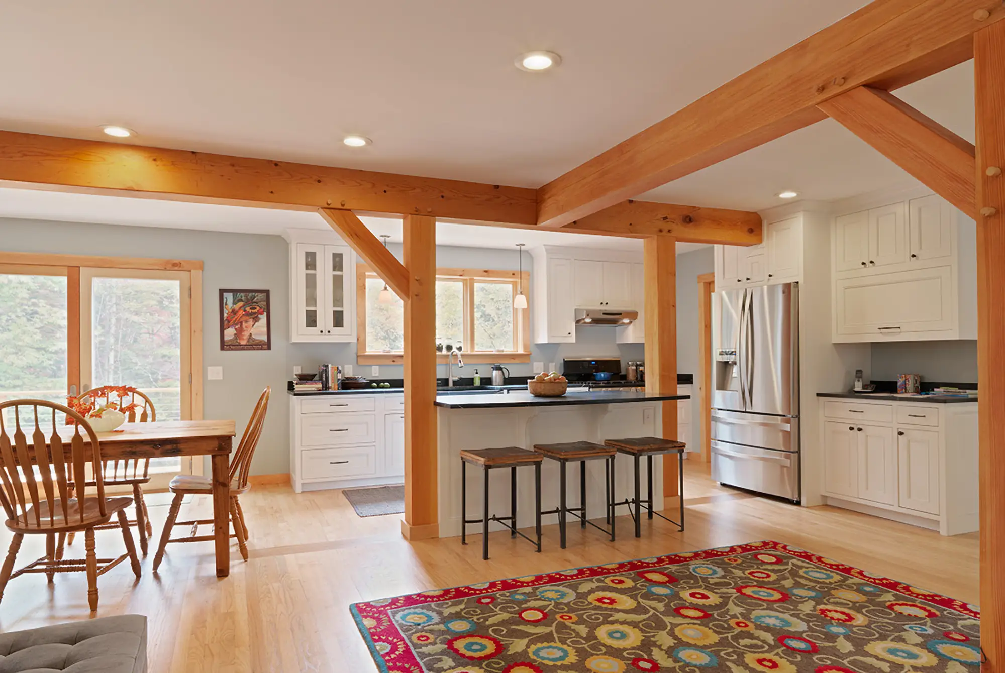 timber frame open kitchen
